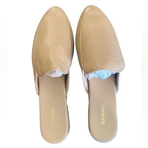 Kaanas Women's Textured Tan Mules Sz 11 NIB